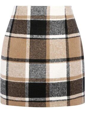 High-Waisted Wool Plaid Mini Skirt for Women | Fall Winter Bodycon Style